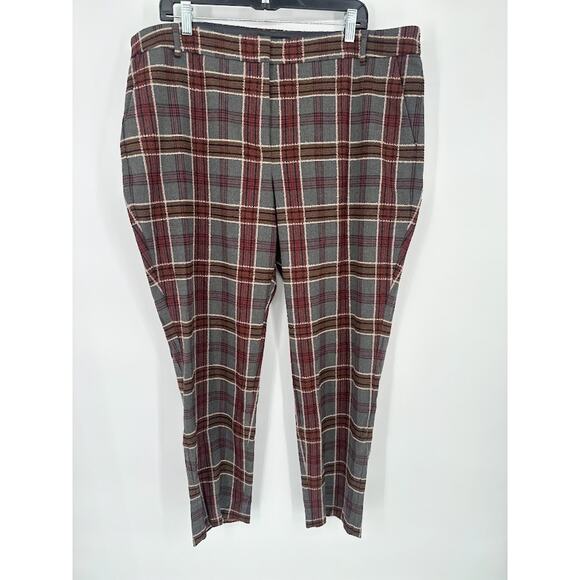 Express Columnist Ankle Pants Womens Size 18R Plaid Pockets Mid Rise Preppy - Picture 1 of 10